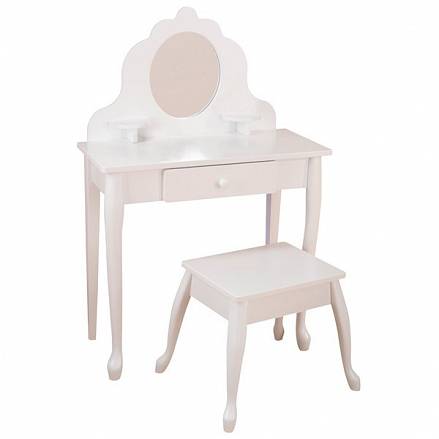 Белый туалетный столик из дерева для девочки – Модница White Medium Vanity & Stool 